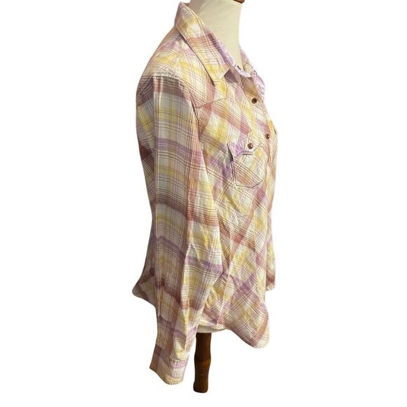Wrangler Ultra 20X Fit Plaid Multi-Color Button Down Snap Jewel Buttons w/ Laven - Picture 7 of 16